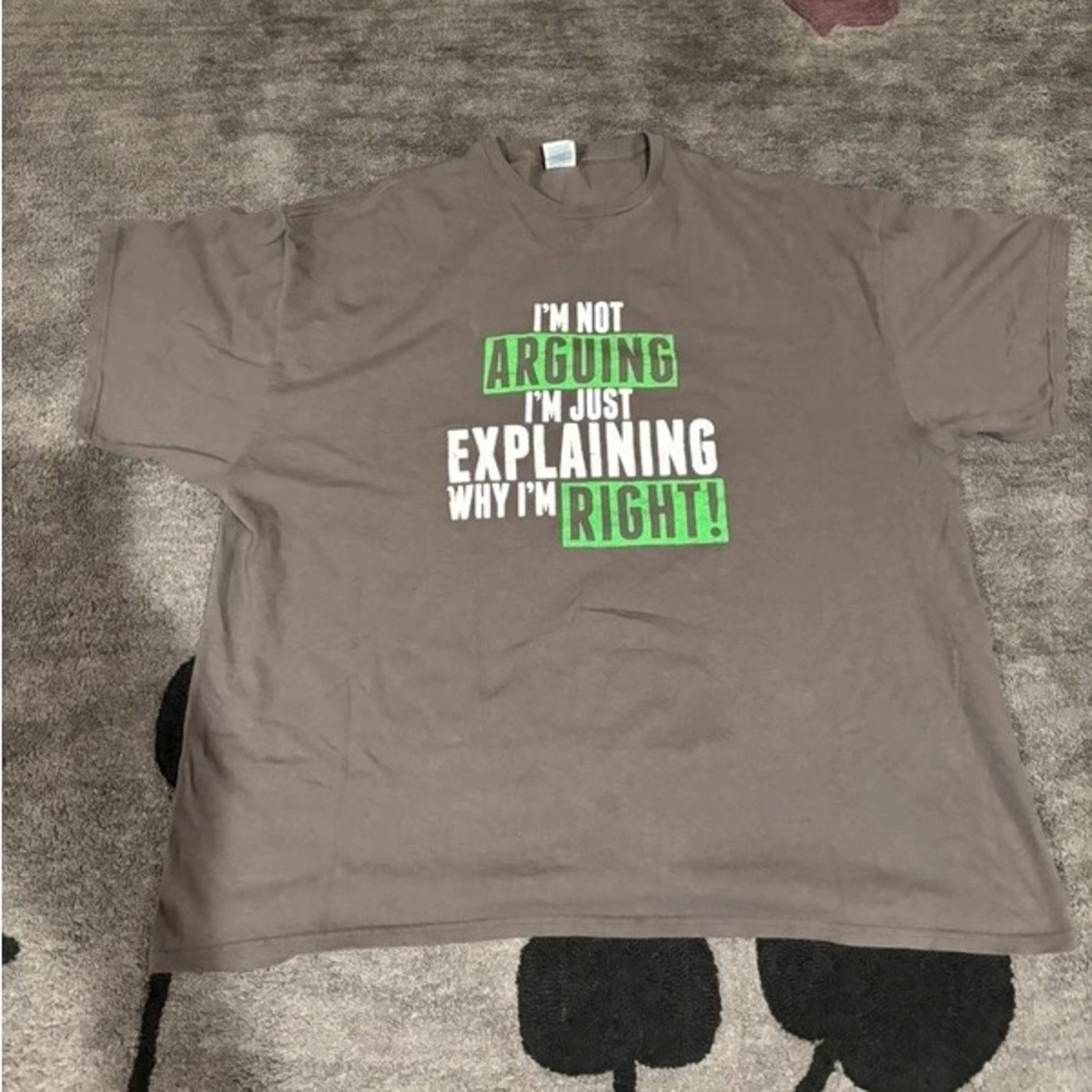 Hanes Brown Short Sleeve Tee with Green & White Graphic